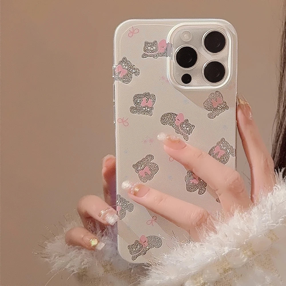 Cute Phone Cases for iPhone 15, 14, 13, 12, and more - Bowknots, Playful Cats, and a Fun 3D Bear Pendant - TSP356 - Touchy Style