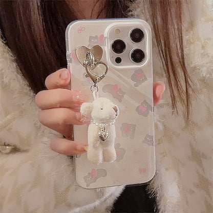 Cute Phone Cases for iPhone 15, 14, 13, 12, and more - Bowknots, Playful Cats, and a Fun 3D Bear Pendant - TSP356 - Touchy Style