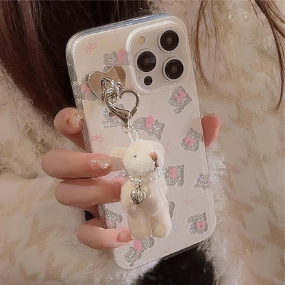 Cute Phone Cases for iPhone 15, 14, 13, 12, and more - Bowknots, Playful Cats, and a Fun 3D Bear Pendant - TSP356 - Touchy Style