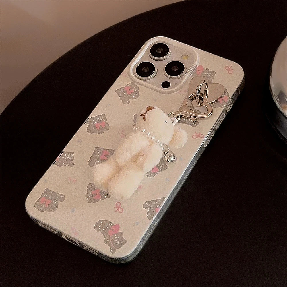 Cute Phone Cases for iPhone 15, 14, 13, 12, and more - Bowknots, Playful Cats, and a Fun 3D Bear Pendant - TSP356 - Touchy Style