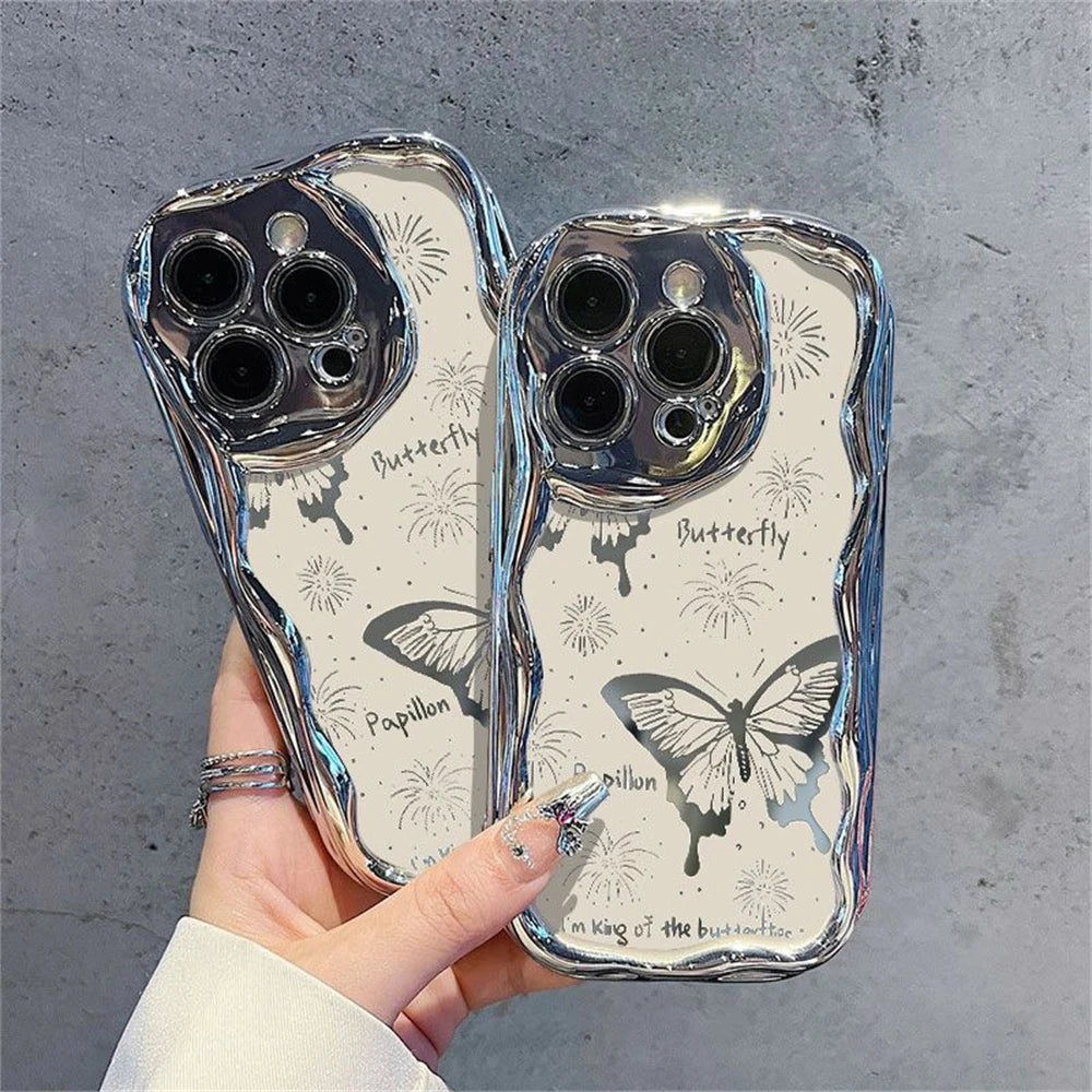 Cute Phone Cases for iPhone 15, 14, 13, 12, or 11 Pro Max or the new 14 or 15 Plus - Fireworks Butterfly Wavy Pattern - TSP342 - Touchy Style