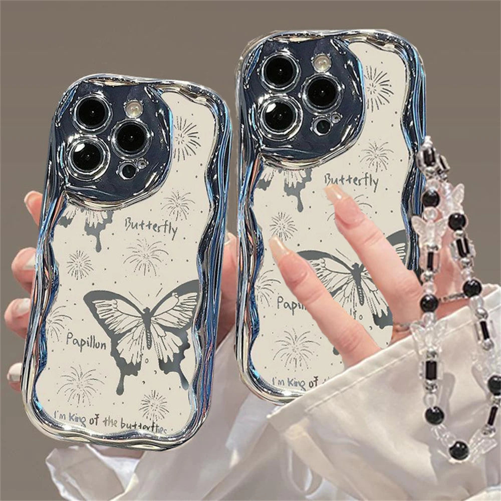 Cute Phone Cases for iPhone 15, 14, 13, 12, or 11 Pro Max or the new 14 or 15 Plus - Fireworks Butterfly Wavy Pattern - TSP342 - Touchy Style