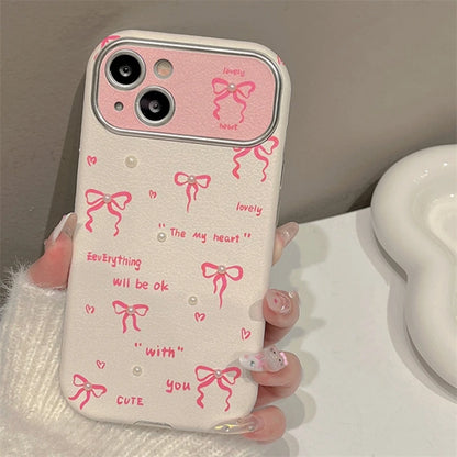 Cute Phone Cases for iPhone 15, 14, 13, 12, or 11 Pro Max - Pink Bowknot &amp; Mini Pearls - TSP458 - Touchy Style