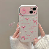 Cute Phone Cases for iPhone 15, 14, 13, 12, or 11 Pro Max - Pink Bowknot & Mini Pearls - TSP458 - Touchy Style