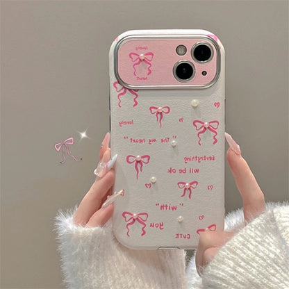 Cute Phone Cases for iPhone 15, 14, 13, 12, or 11 Pro Max - Pink Bowknot &amp; Mini Pearls - TSP458 - Touchy Style