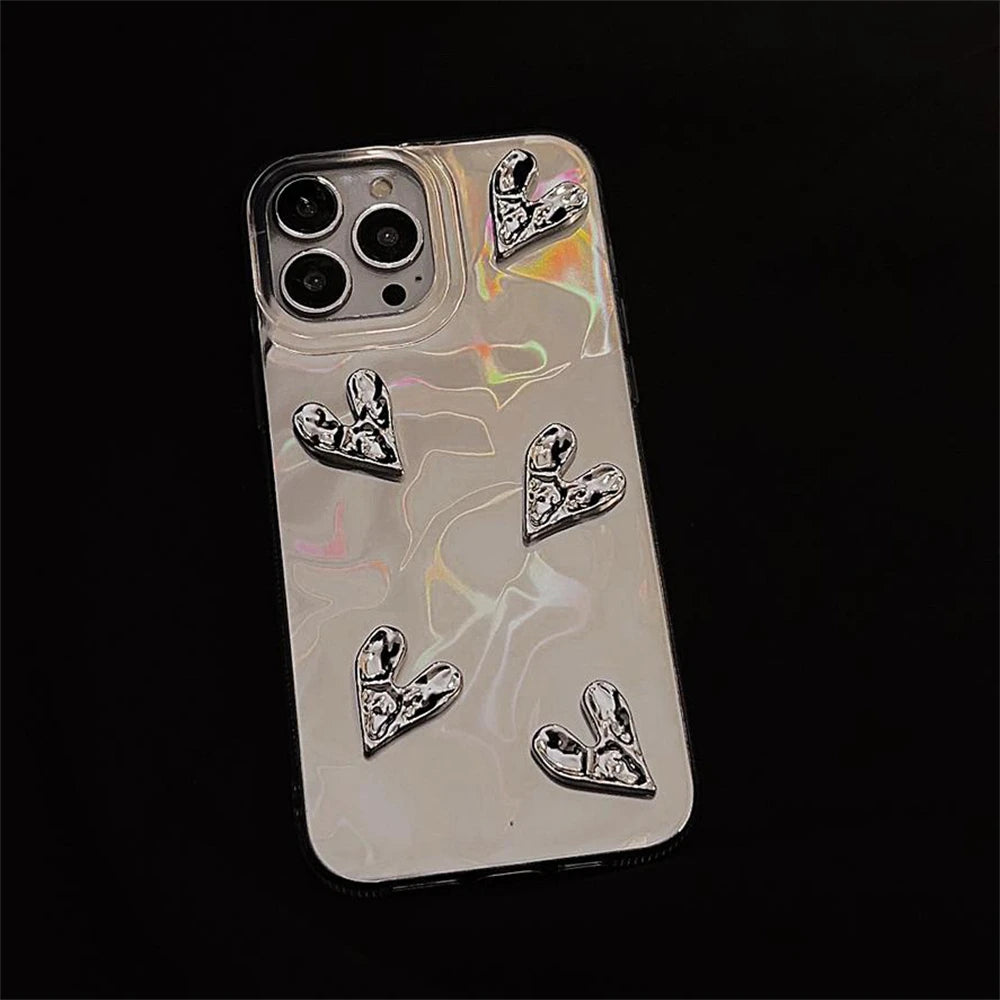 Cute Phone Cases for iPhone 15, 14, 13, 12 Pro Max, 11, and 15 Plus - 3D Heart Water Ripple - TSP339 - Touchy Style