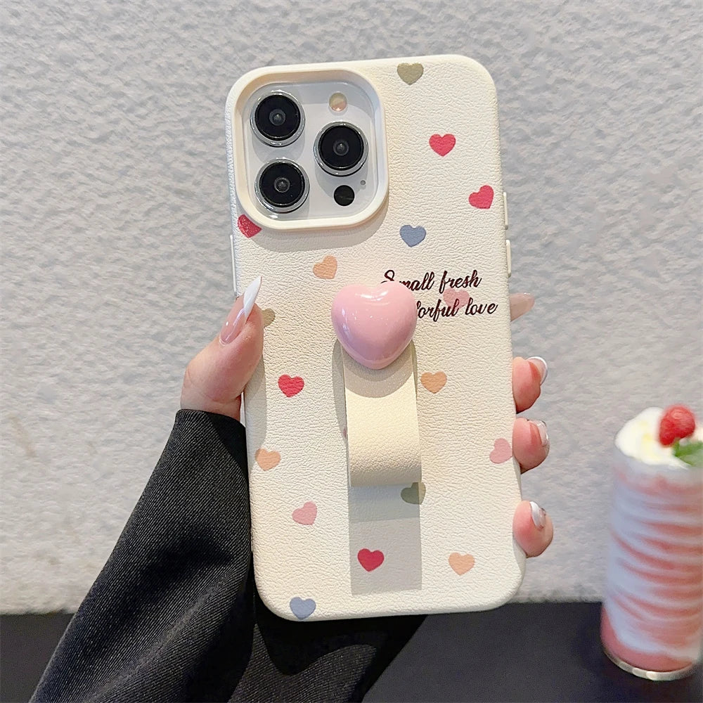 Cute Phone Cases for iPhone 15, 14, 13, 12 Pro Max, 11 - Colorful Heart, Polka Dot, Flower Ring Holder - TSP428 - Touchy Style