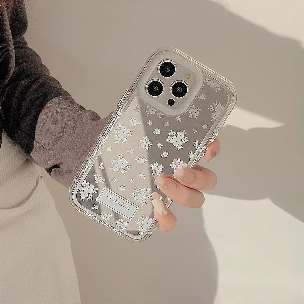 Cute Phone Cases for iPhone 15, 14, 13, 12 Pro Max, 14, 15 Plus, 11, X, XS, XR, and XS Max - Mirror Camellia Flower - TSP343 - Touchy Style