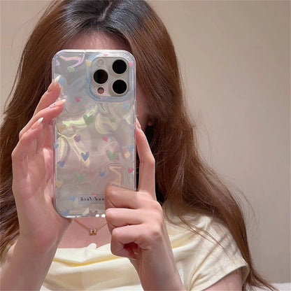 Cute Phone Cases for iPhone 15, 14, 13, 12, Pro Max, and 11 - Colorful Hearts Pattern with Bracelet - TSP353 - Touchy Style