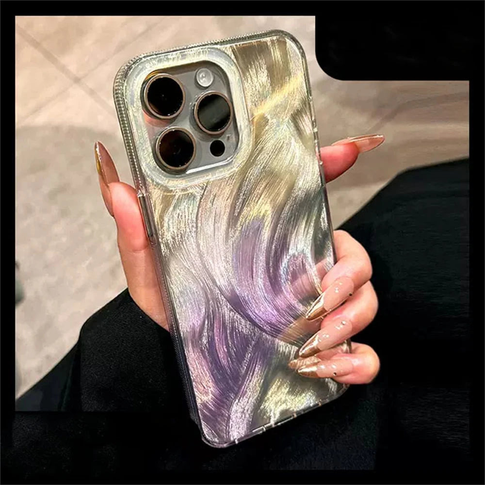 Cute Phone Cases For iPhone 15, 14, 13, 12 Pro Max, and 11 Pro models - Laser Gradient Feather Pattern - TSP522 - Touchy Style