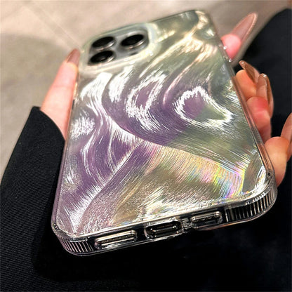 Cute Phone Cases For iPhone 15, 14, 13, 12 Pro Max, and 11 Pro models - Laser Gradient Feather Pattern - TSP522 - Touchy Style