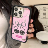 Cute Phone Cases for iPhone 15, 14, 13, and 12 Pro Max - Cherry Mirror, Floral Cover - TSP459 - Touchy Style