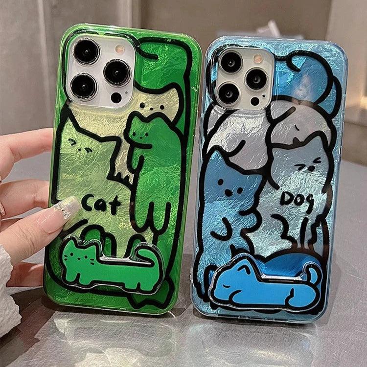 Cute Phone Cases for iPhone 15, 14, 13, and 12 Pro Max - Funny Line Drawing - Holder Stand - TSP220 - Touchy Style