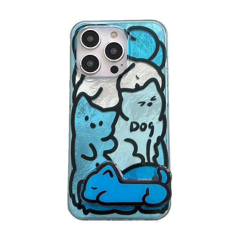 Cute Phone Cases for iPhone 15, 14, 13, and 12 Pro Max - Funny Line Drawing - Holder Stand - TSP220 - Touchy Style