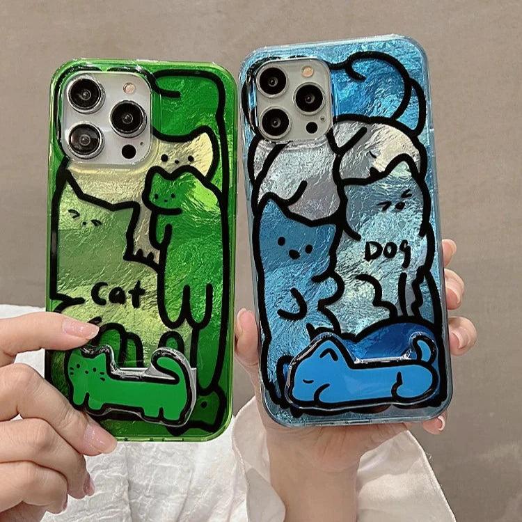 Cute Phone Cases for iPhone 15, 14, 13, and 12 Pro Max - Funny Line Drawing - Holder Stand - TSP220 - Touchy Style