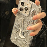 Cute Phone Cases for iPhone 15, 14, 13, and 12 Pro Max - Skull Guitar, Epoxy Back Cover - TSP461 - Touchy Style