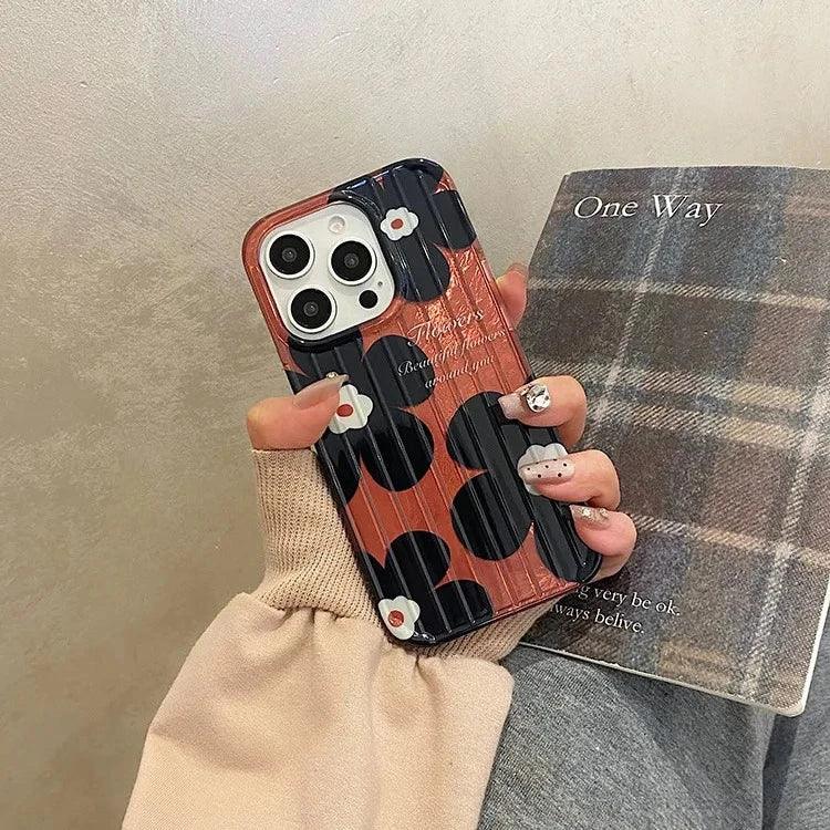 Cute Phone Cases For iPhone 15, 14, or 13 Pro Max - Oil Painting Black Flowers - Glossy Silicone Cover - TSP210 - Touchy Style