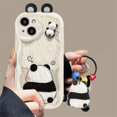 Cute Phone Cases for iPhone 15, 14 Pro Max, 13, 12, 11, XS, XR, 7, 8 Plus - Cartoon 3D Ears Panda Pendant - TSP427 - Touchy Style