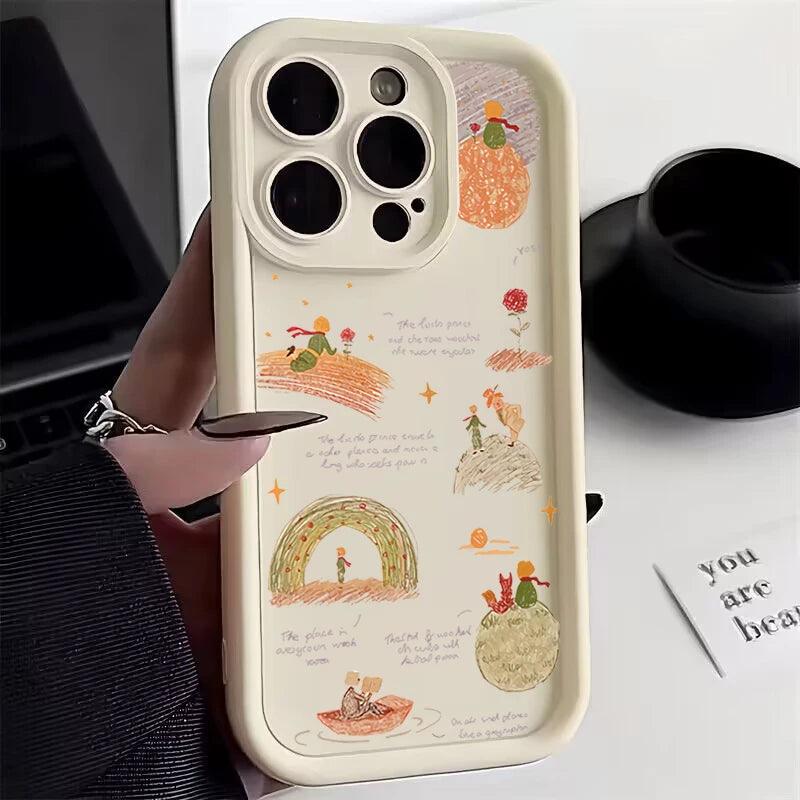 Cute Phone Cases For iPhone 15, 14 Pro Max, 13, 12, 11, XS, XR, X, 7, 8 Plus - Graffiti Planet - The Little Prince - TSP232 - Touchy Style