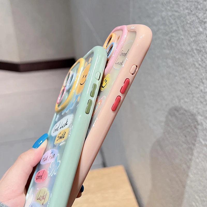 Cute Phone Cases for iPhone 15 Pro Max, 14, 13, 11, and 12 - Graffiti Oil Painting Acrylic Back Cover - TSP218 - Touchy Style