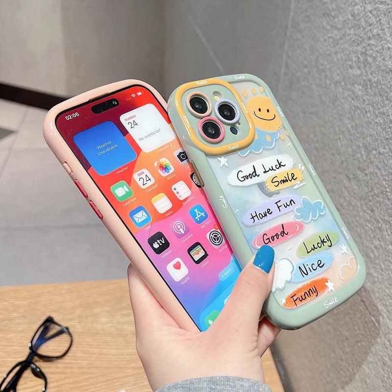 Cute Phone Cases for iPhone 15 Pro Max, 14, 13, 11, and 12 - Graffiti Oil Painting Acrylic Back Cover - TSP218 - Touchy Style