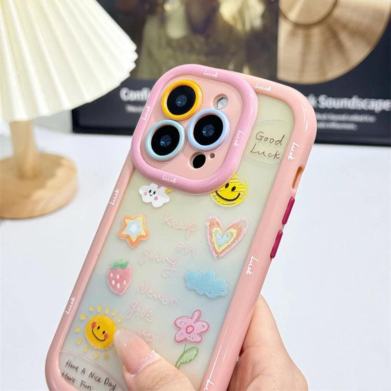 Cute Phone Cases for iPhone 15 Pro Max, 14, 13, 11, and 12 - Graffiti Oil Painting Acrylic Back Cover - TSP218 - Touchy Style