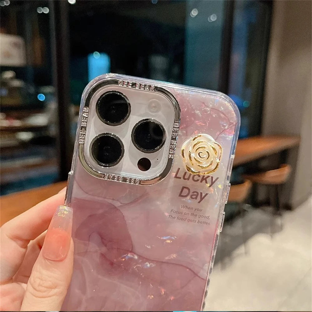 Cute Phone Cases For iPhone 15 Pro Max, 14, 13, 11, or 12 - Glitter Laser, Shiny Floral, Marble Pattern - TSP260 - Touchy Style