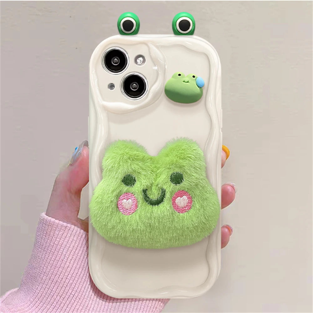 Cute Phone Cases for iPhone 15 Pro Max, 14, 13, 12, 11 Pro, X, XR, and 7 Plus - Wavy Border, Cartoon 3D Doll, Soft Cover - TSP364 - Touchy Style