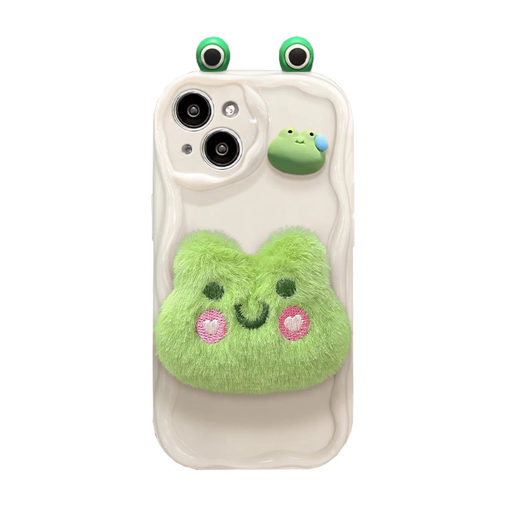 Cute Phone Cases for iPhone 15 Pro Max, 14, 13, 12, 11 Pro, X, XR, and 7 Plus - Wavy Border, Cartoon 3D Doll, Soft Cover - TSP364 - Touchy Style