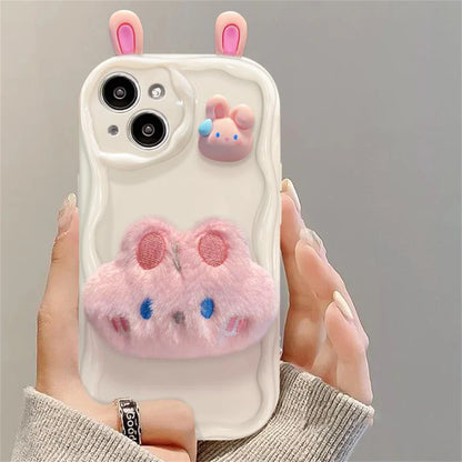 Cute Phone Cases for iPhone 15 Pro Max, 14, 13, 12, 11 Pro, X, XR, and 7 Plus - Wavy Border, Cartoon 3D Doll, Soft Cover - TSP364 - Touchy Style