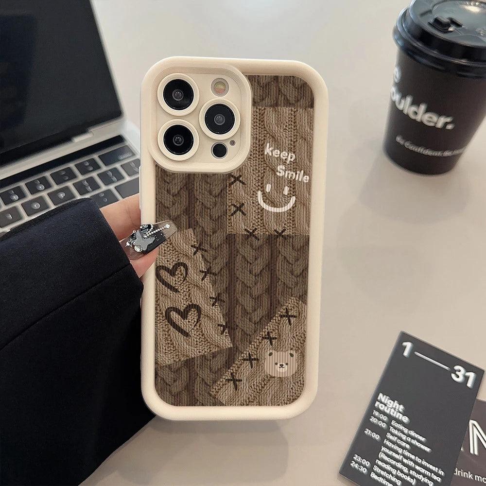 Cute Phone Cases For iPhone 15 Pro Max, 14, 13, 12, 11, XS, X, XR, 7, 8, 15 Plus, and SE 2020 - Lattice Smile Face - TSP225 - Touchy Style