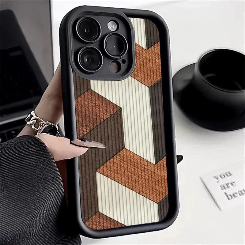 Cute Phone Cases For iPhone 15 Pro Max, 14, 13, 12, 11, XS, XR, X, 7, and 8 Plus - Wood Grain Pattern - Silicone Cover - TSP241 - Touchy Style