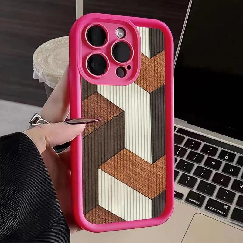 Cute Phone Cases For iPhone 15 Pro Max, 14, 13, 12, 11, XS, XR, X, 7, and 8 Plus - Wood Grain Pattern - Silicone Cover - TSP241 - Touchy Style