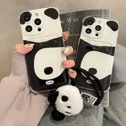 Cute Phone Cases for iPhone 15 Pro Max, 14, 13, 12, and 11 - Lovely Panda - Card Slot - TSP267 - Touchy Style