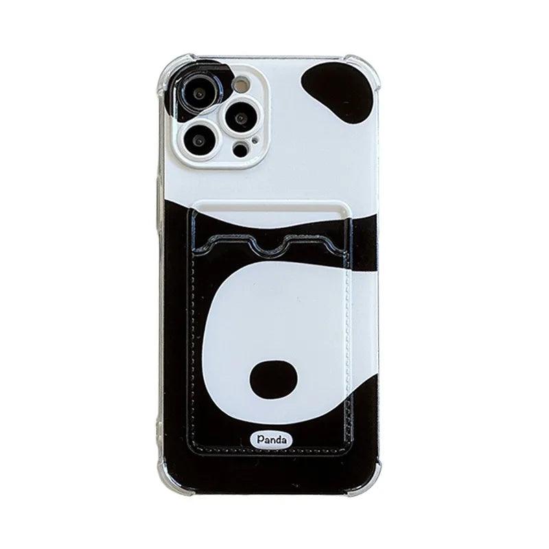 Cute Phone Cases for iPhone 15 Pro Max, 14, 13, 12, and 11 - Lovely Panda - Card Slot - TSP267 - Touchy Style