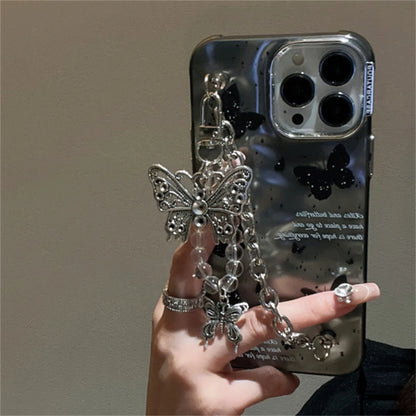 Cute Phone Cases for iPhone 15 Pro Max, 14, 13, 12 Pro, and 11 - 3D Metal Butterfly Chain - Soft Cover - TSP363 - Touchy Style