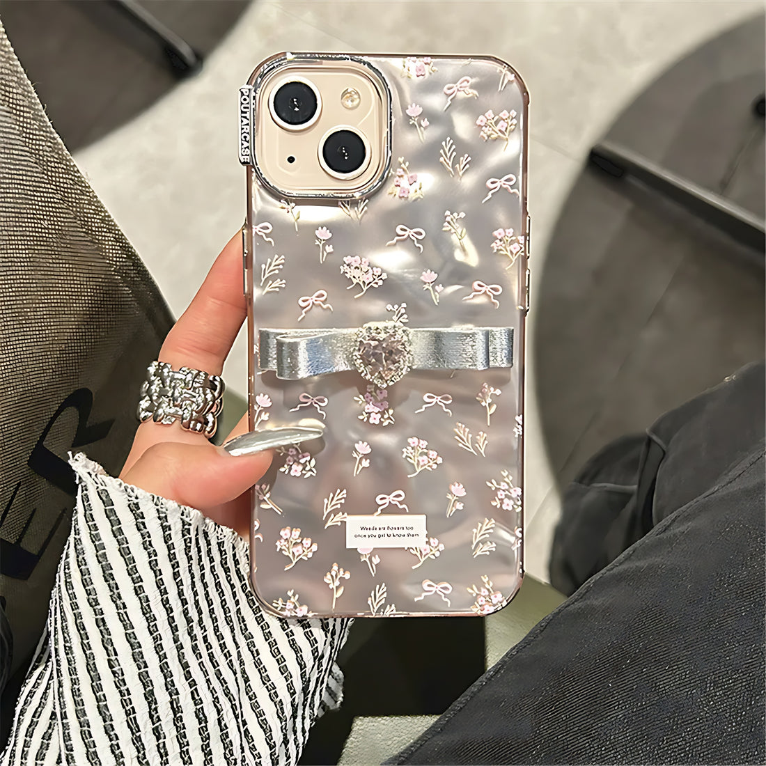 Cute Phone Cases For iPhone 15 Pro Max, 14 Pro Max, 13 Pro Max, 12, and 11 - 3D Diamond Bow, Flowers Cover - TSP371 - Touchy Style