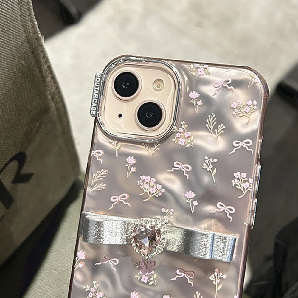 Cute Phone Cases For iPhone 15 Pro Max, 14 Pro Max, 13 Pro Max, 12, and 11 - 3D Diamond Bow, Flowers Cover - TSP371 - Touchy Style