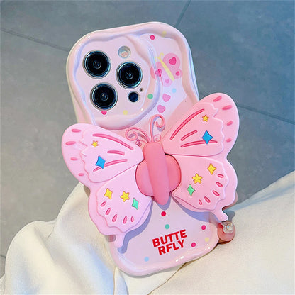 Cute Phone Cases for iPhone 15/14/13/12/11 - 3D Butterfly Holder - TSP324 - Touchy Style