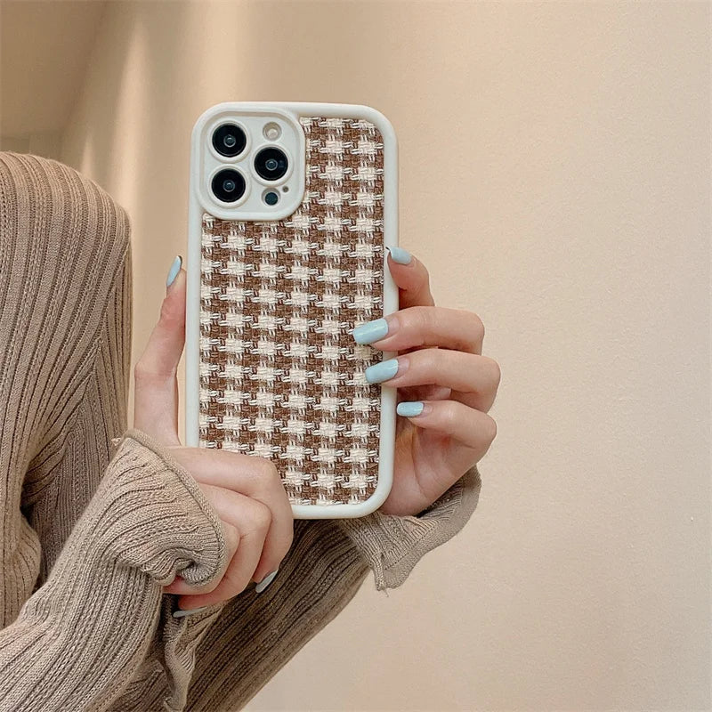 Cute Phone Cases For iPhone 15/14/13/12/11/SE/7/8 - Cloth Lattice Grid - TSP321 - Touchy Style