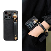 Cute Phone Cases For iPhone 16, 15, 14, 13, 12, 11 Pro Max, XR, X, and Xs Max with Wrist Chain - Plain Leather - TSP487 - Touchy Style