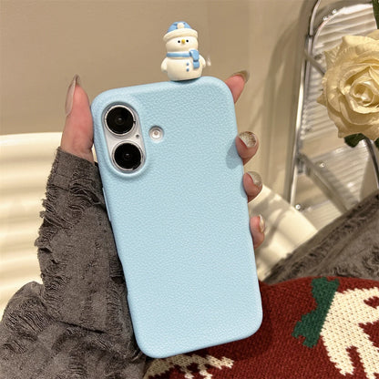 Cute Phone Cases For iPhone 16, 15, 14, 13, 12, 11, Pro, Pro Max, and Plus - 3D Snowman - Soft Cover - TSP440 - Touchy Style