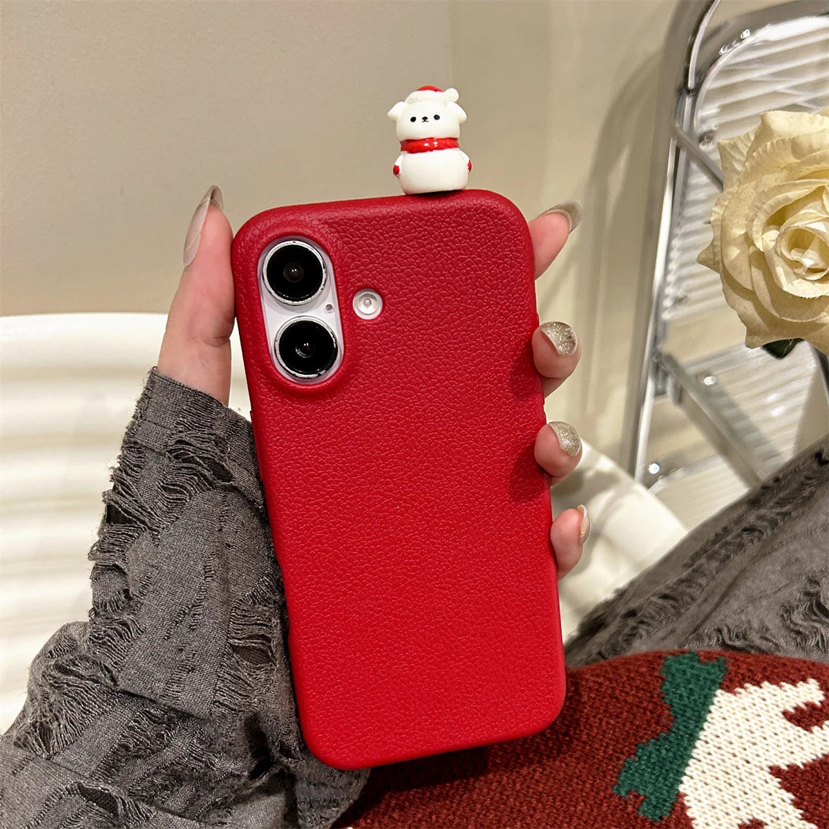 Cute Phone Cases For iPhone 16, 15, 14, 13, 12, 11, Pro, Pro Max, and Plus - 3D Snowman - Soft Cover - TSP440 - Touchy Style