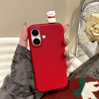 Cute Phone Cases For iPhone 16, 15, 14, 13, 12, 11, Pro, Pro Max, and Plus - 3D Snowman - Soft Cover - TSP440 - Touchy Style