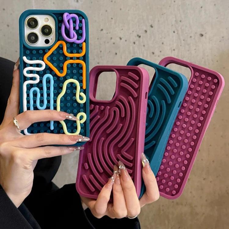 Cute Phone Cases for iPhone 16, 15, 14, 13, 12, and 11 Pro Max - Funny Sensory Activity Board Silicone Decompression Cover - TSP208 - Touchy Style