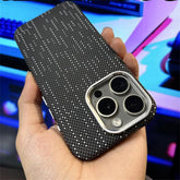 Cute Phone Cases For iPhone 16, 15, 14, 13, and 12 Pro Max models - Hit color Carbon fiber Texture - Hard PC Cover - TSP417 - Touchy Style