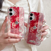 Cute Phone Cases for iPhone 16, 15, 14, and 13 Pro Max - 3D Rose, Splicing Lattice Cover - TSP442 - Touchy Style