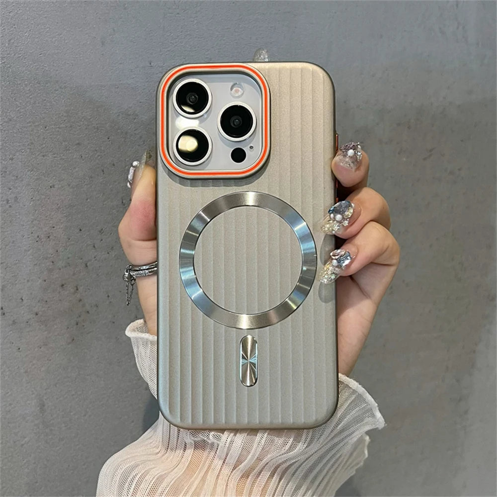 Cute Phone Cases For iPhone 16, 15, 14 Plus, 12, and 13 Pro Max - Striped Matte Magnetic Hard Cover - TSP414 - Touchy Style