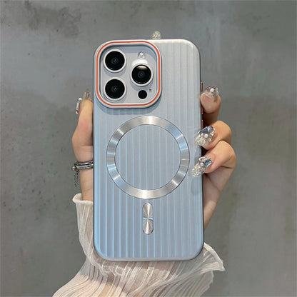 Cute Phone Cases For iPhone 16, 15, 14 Plus, 12, and 13 Pro Max - Striped Matte Magnetic Hard Cover - TSP414 - Touchy Style