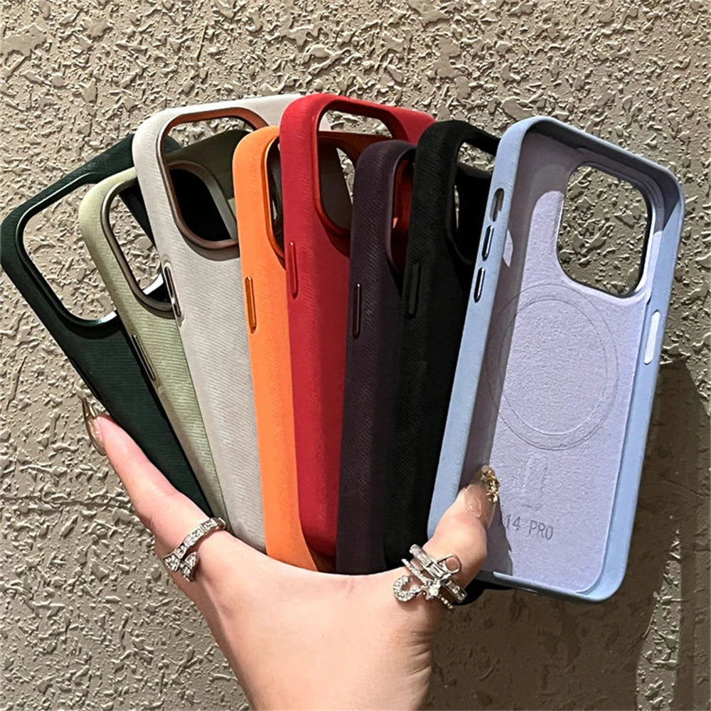 Cute Phone Cases For iPhone 16, 15, 14 Plus, 13, and 12 Pro Max - Fiber Leather Soft Back Cover - TSP425 - Touchy Style